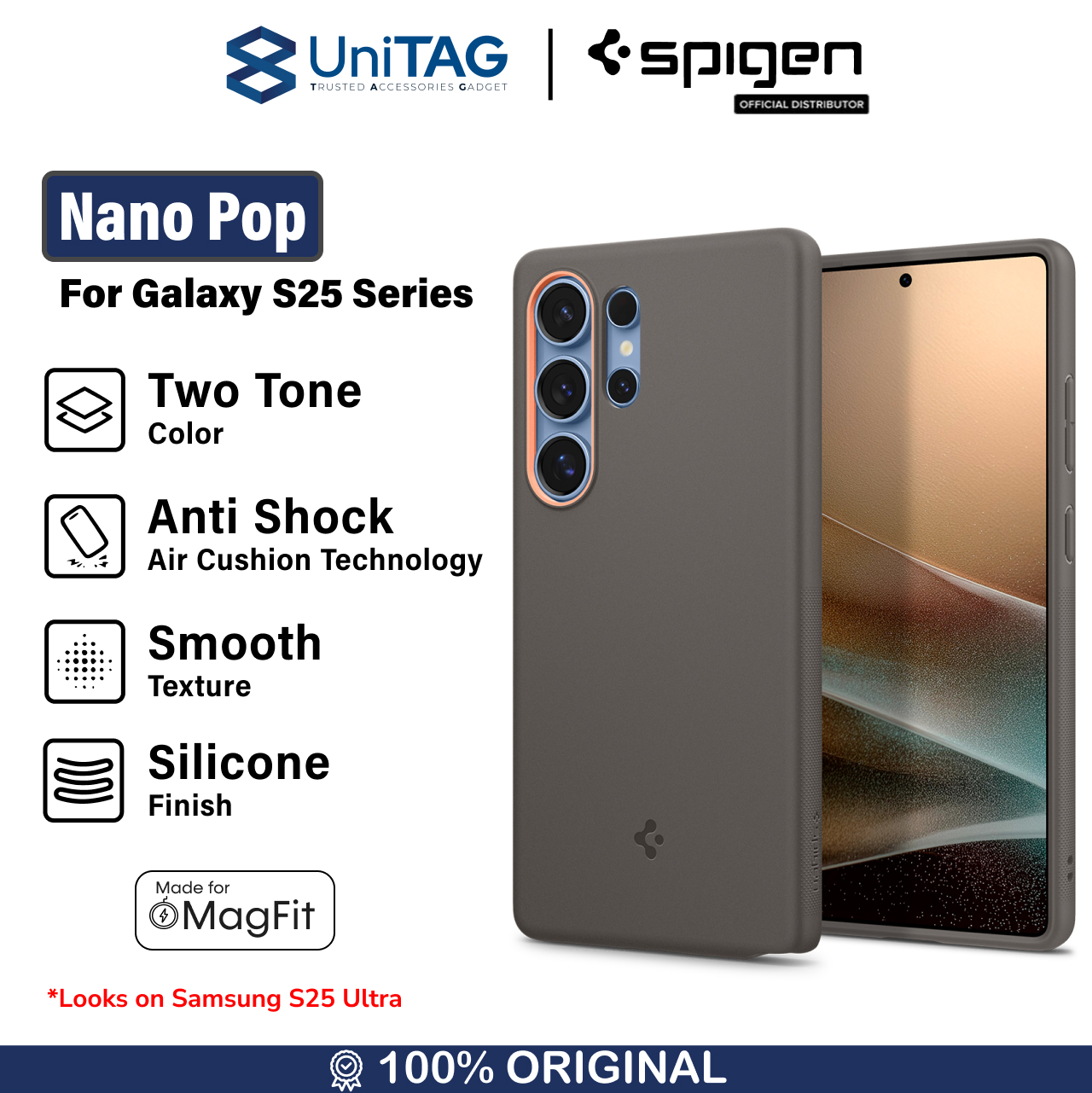 Spigen Galaxy S25 Ultra Case Magsafe Nano Pop MagFit - Papaya Gray ACS09058