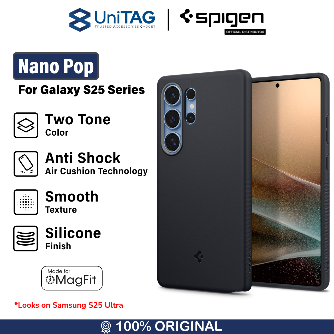Spigen Galaxy S25 Ultra Case Magsafe Nano Pop MagFit - Black Sesame ACS09057