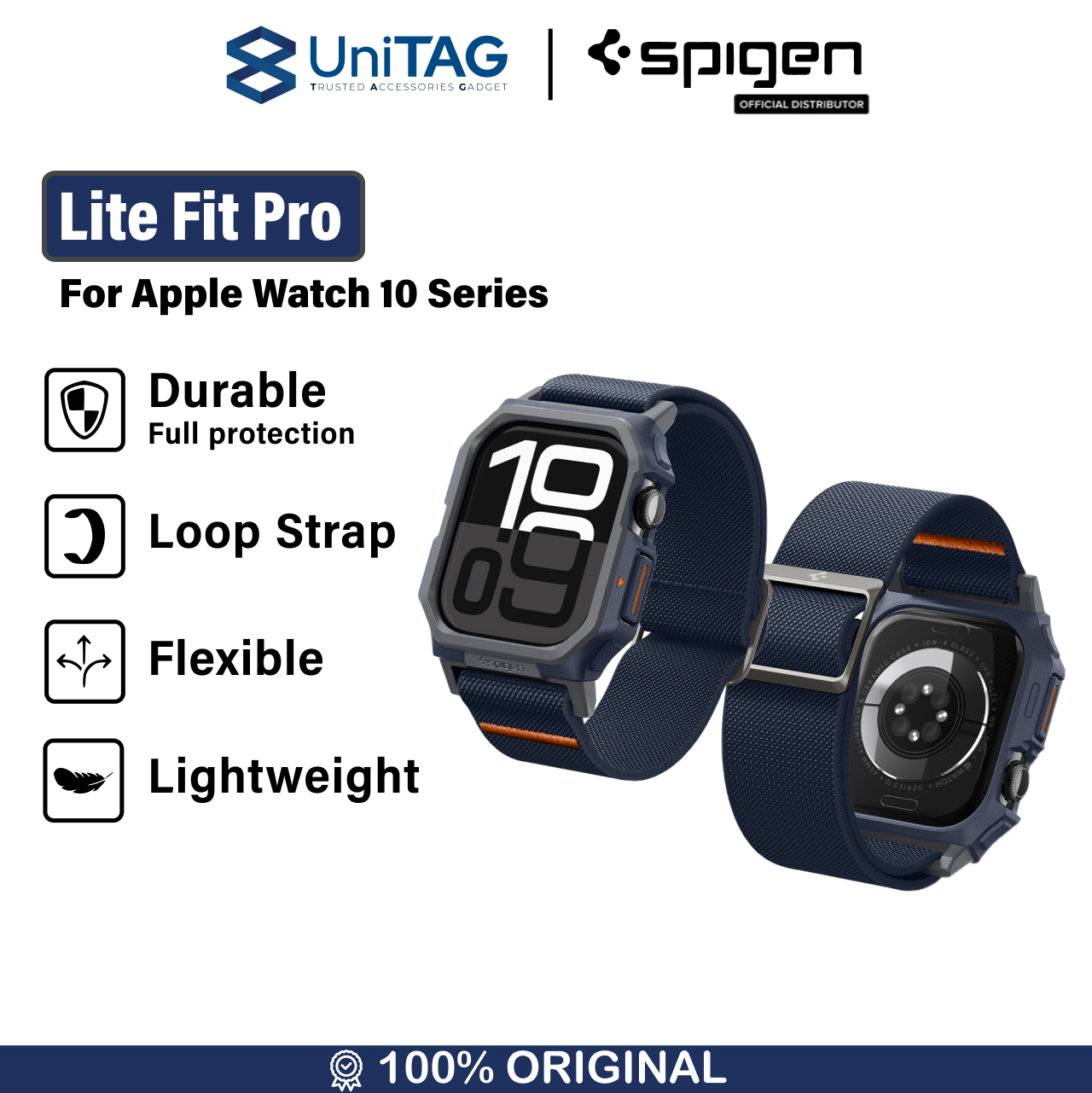 Spigen Apple Watch 10 (46mm) Case Strap Lite Fit Pro - Matte Black ACS08609-1