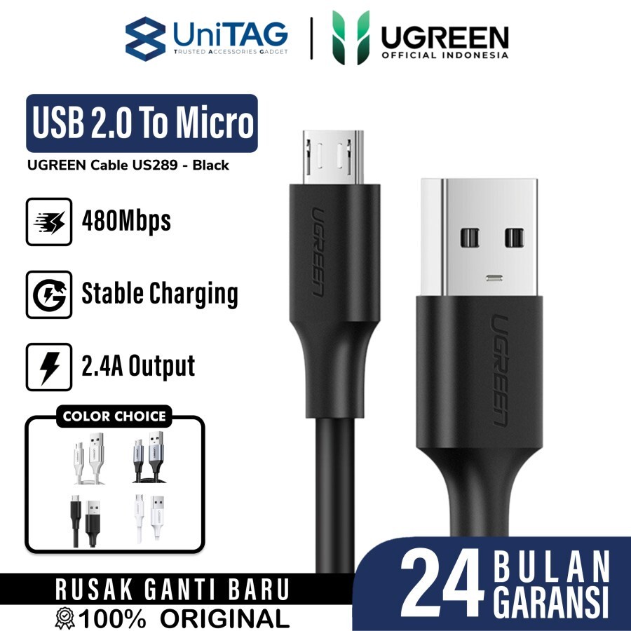 UGREEN Kabel Charger USB Micro - USB A 2.4A 1.5m - Black US289 60137