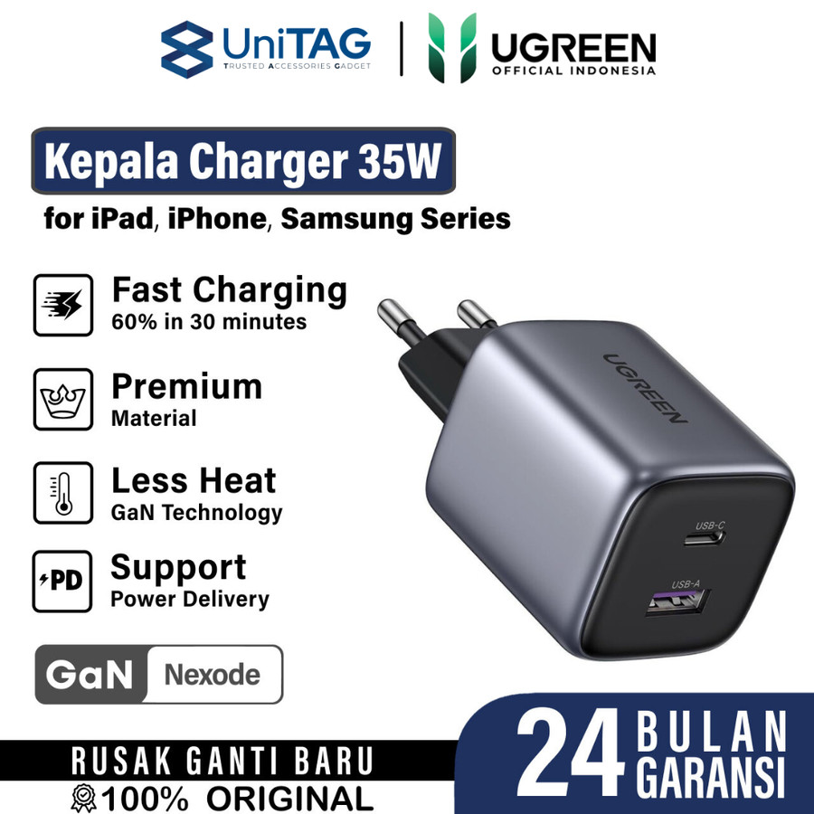 UGREEN Wall Charger 35W 1A1C GaN Nexode - Grey CD350 15539