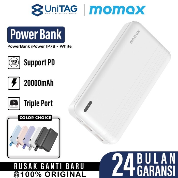 Powerbank Momax iPower PD 5/2 20000mAh 20W QC 3.0 Quick Fast Charging