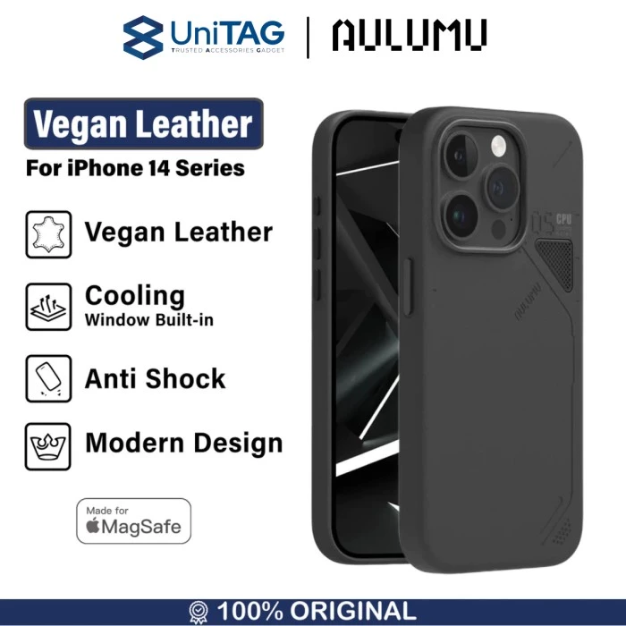 Aulumu iPhone 14 Pro Max Case Vegan Leather - Black UA-A05-14-PM-PU-BK