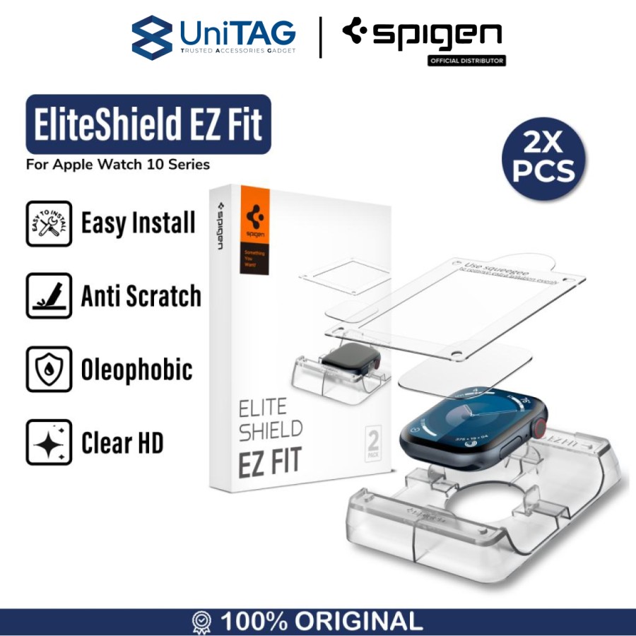 Spigen Apple Watch 10 (42mm) Screen Protector 2 Pack EliteShield EZ Fit - Transparency AFL08580