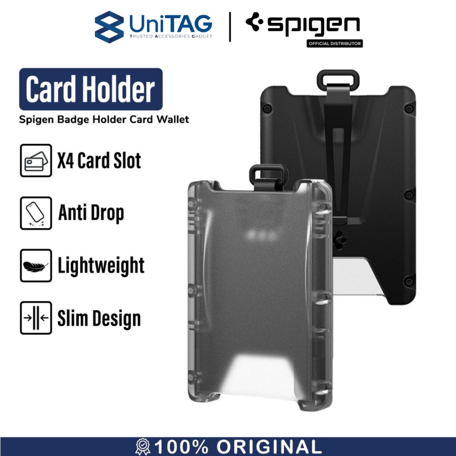 Spigen ID Card Holder with Clip Badge Holder - Black AFA03144