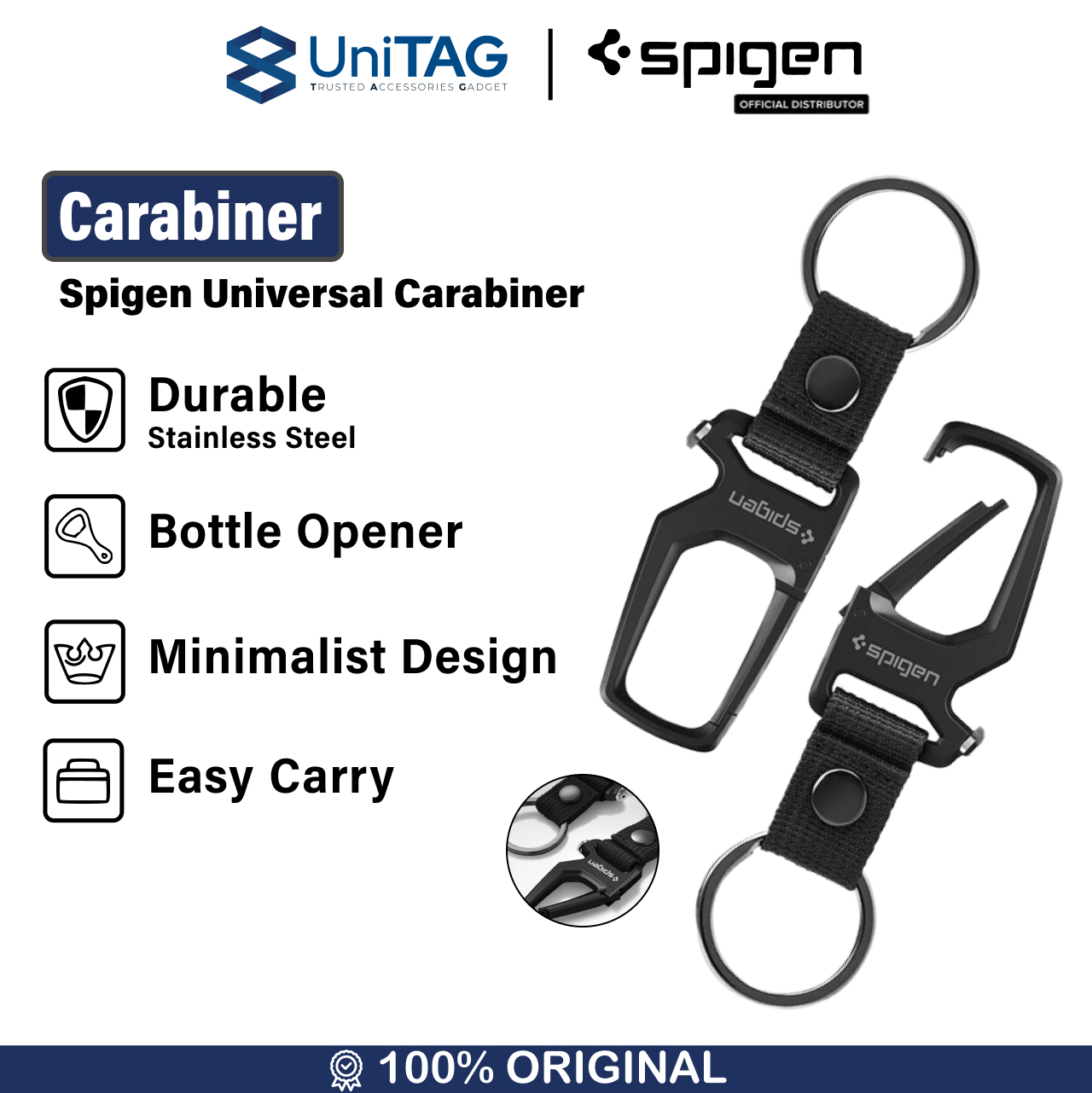 Spigen Carabiner with Key Ring - Black AHP06961