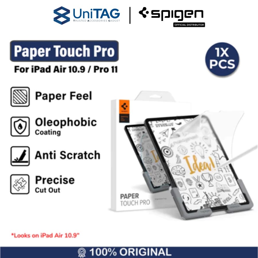 Spigen iPad Air 5 / 4 10.9" (2022 / 2020) / iPad Pro 11" (2022 / 2021 / 2020 / 2018) Screen Protector Paperlike with Tray 1 Pack Paper Touch Pro - Matte AFL02790