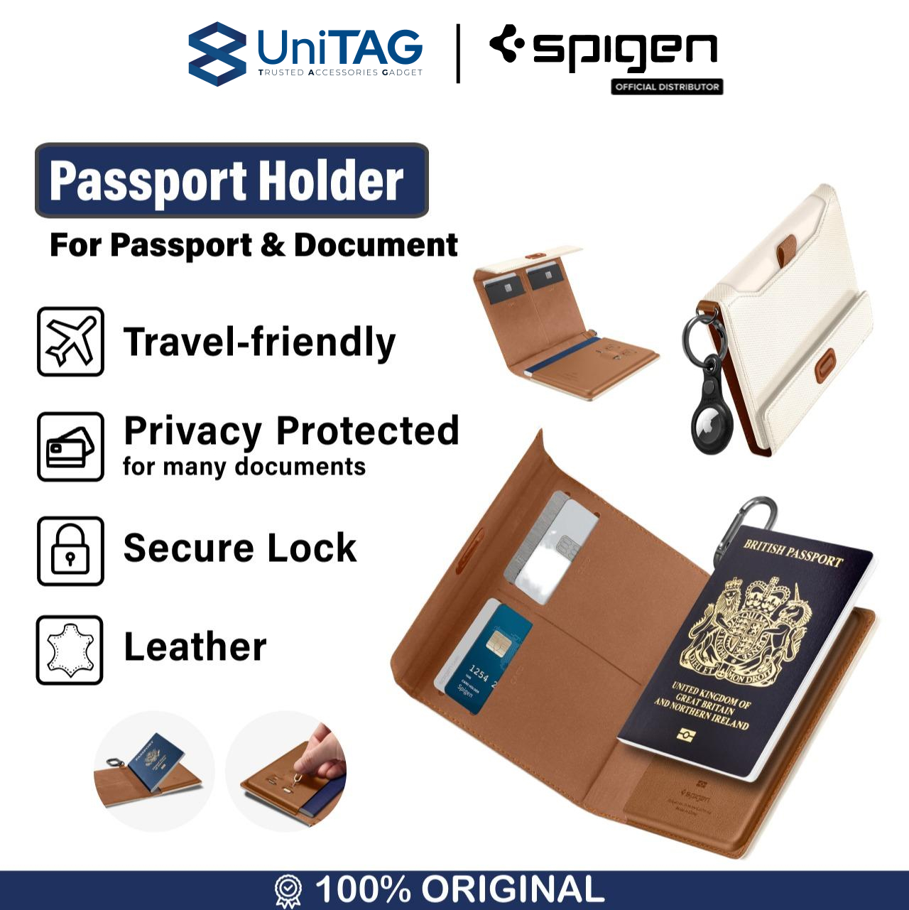 Spigen Passport Holder Universal Passport Holder - Dune Beige AFA08348