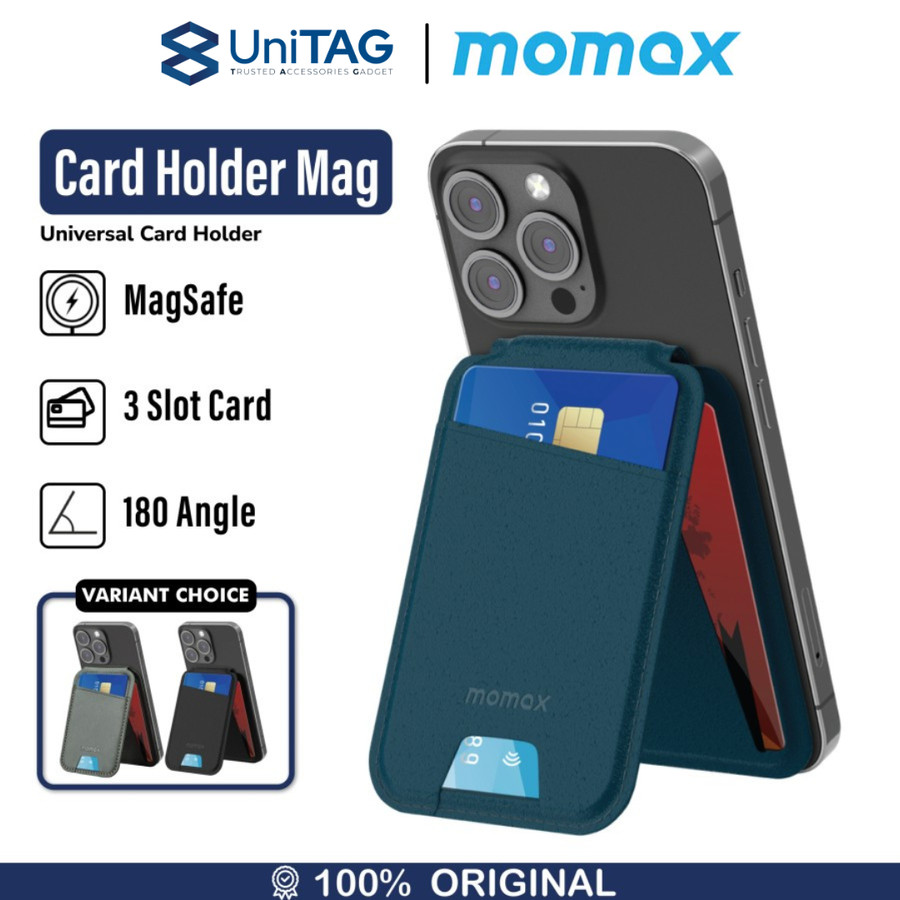 Momax Card Holder Magsafe + Stand 1-Wallet Magnetic - Blue SR29B