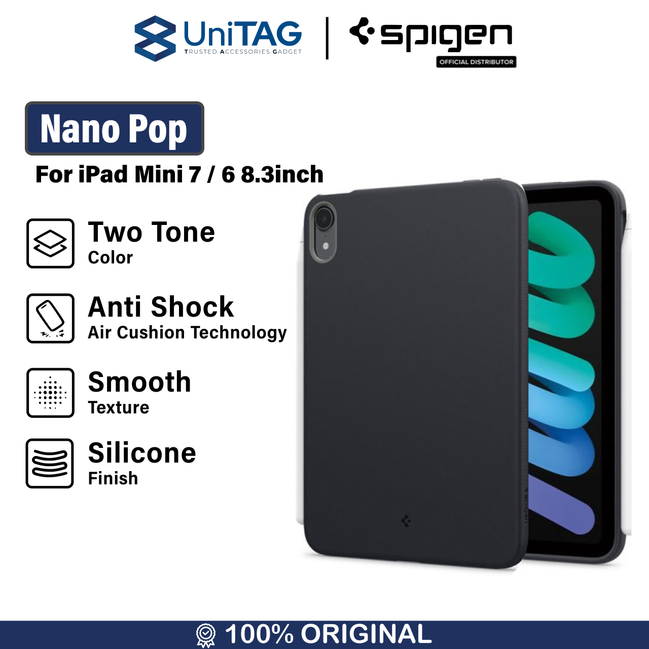 Spigen iPad Mini 7 / 6 Case Nano Pop - Black Sesame ACS09230