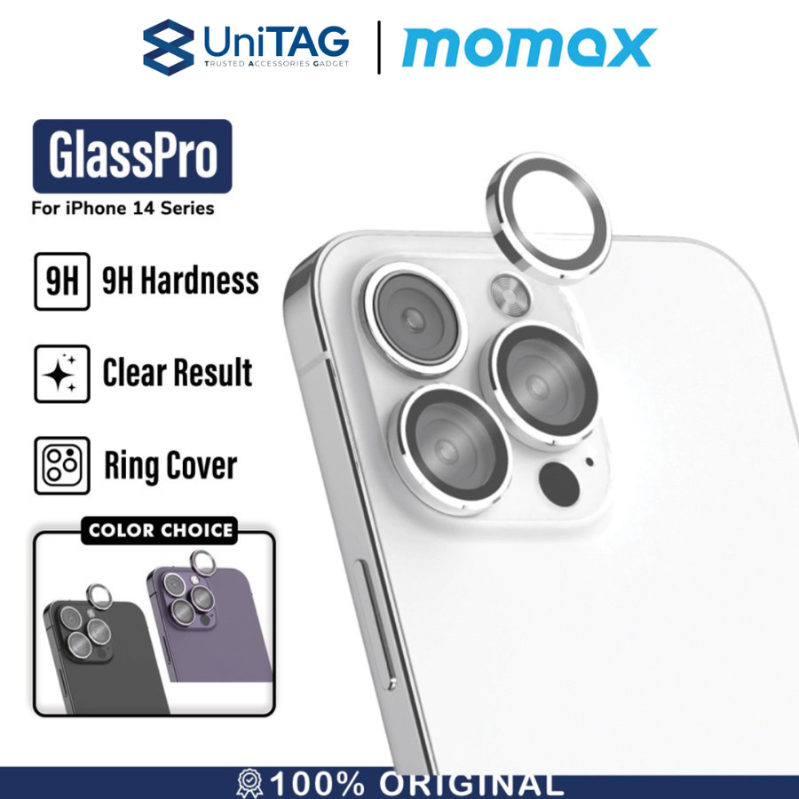 Momax iPhone 14 Pro / 14 Pro Max Camera Lens Protector Camera Ring GlassPro+ - Black PZAP22CM1D