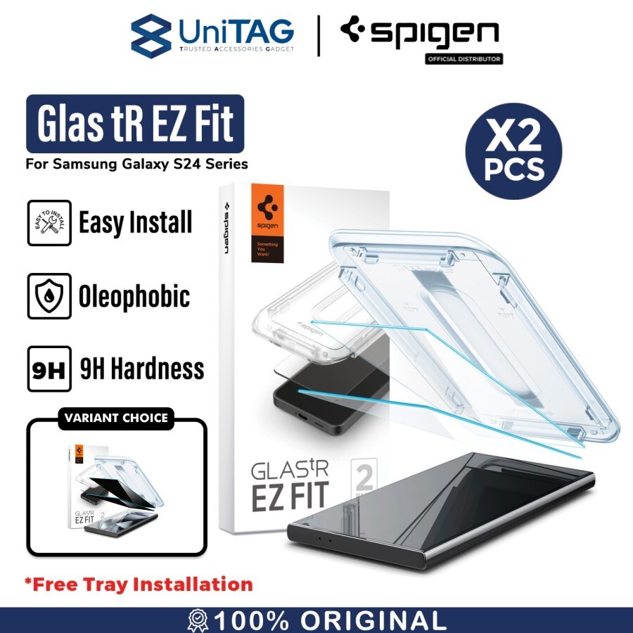 Spigen Galaxy S25 / S24 Tempered Glass with Tray 2 Pack GlastR EZ Fit - Transparency AGL07440 (Offline SKU)
