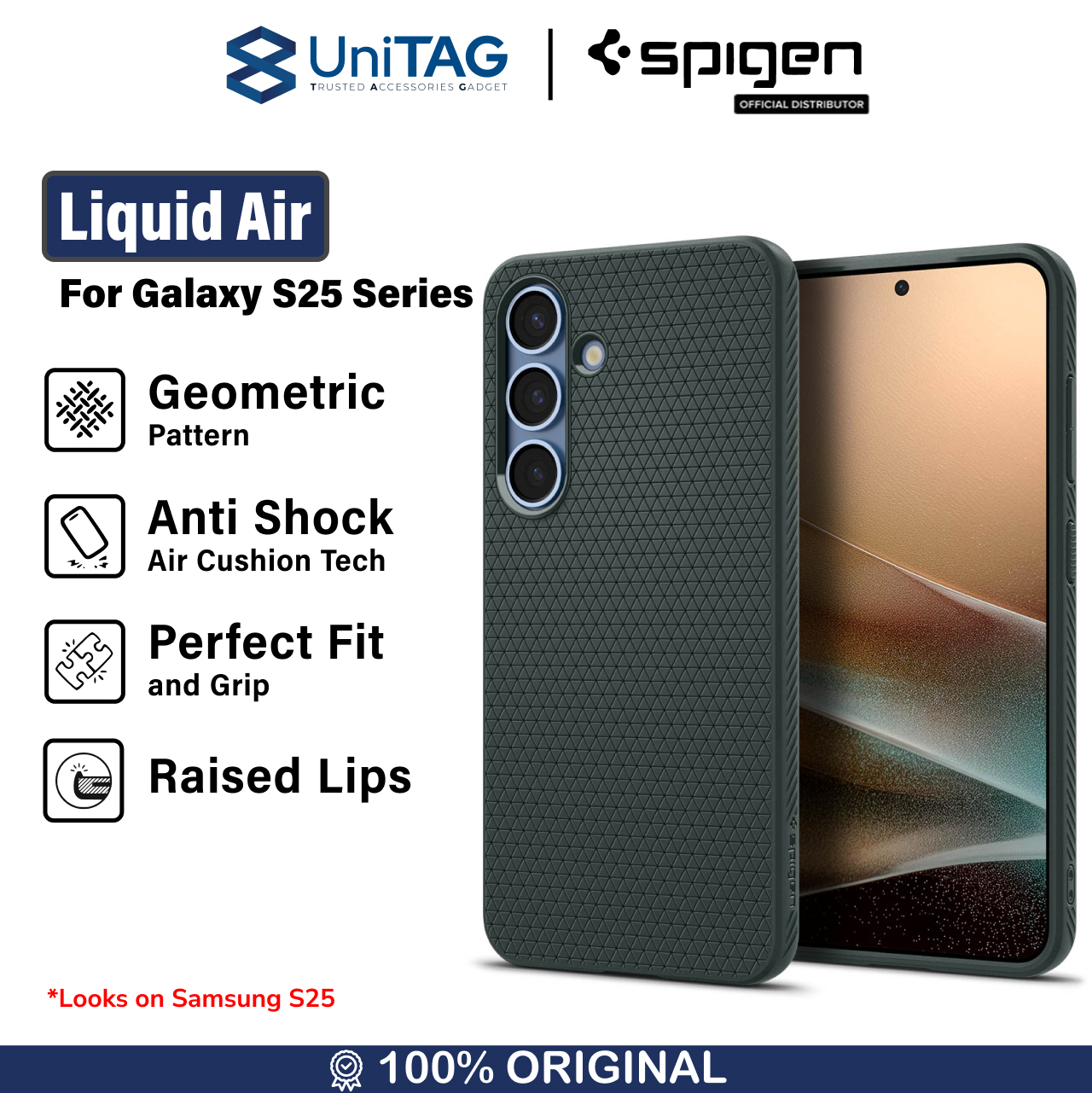Spigen Galaxy S25 Case Liquid Air - Abyss Green ACS09001