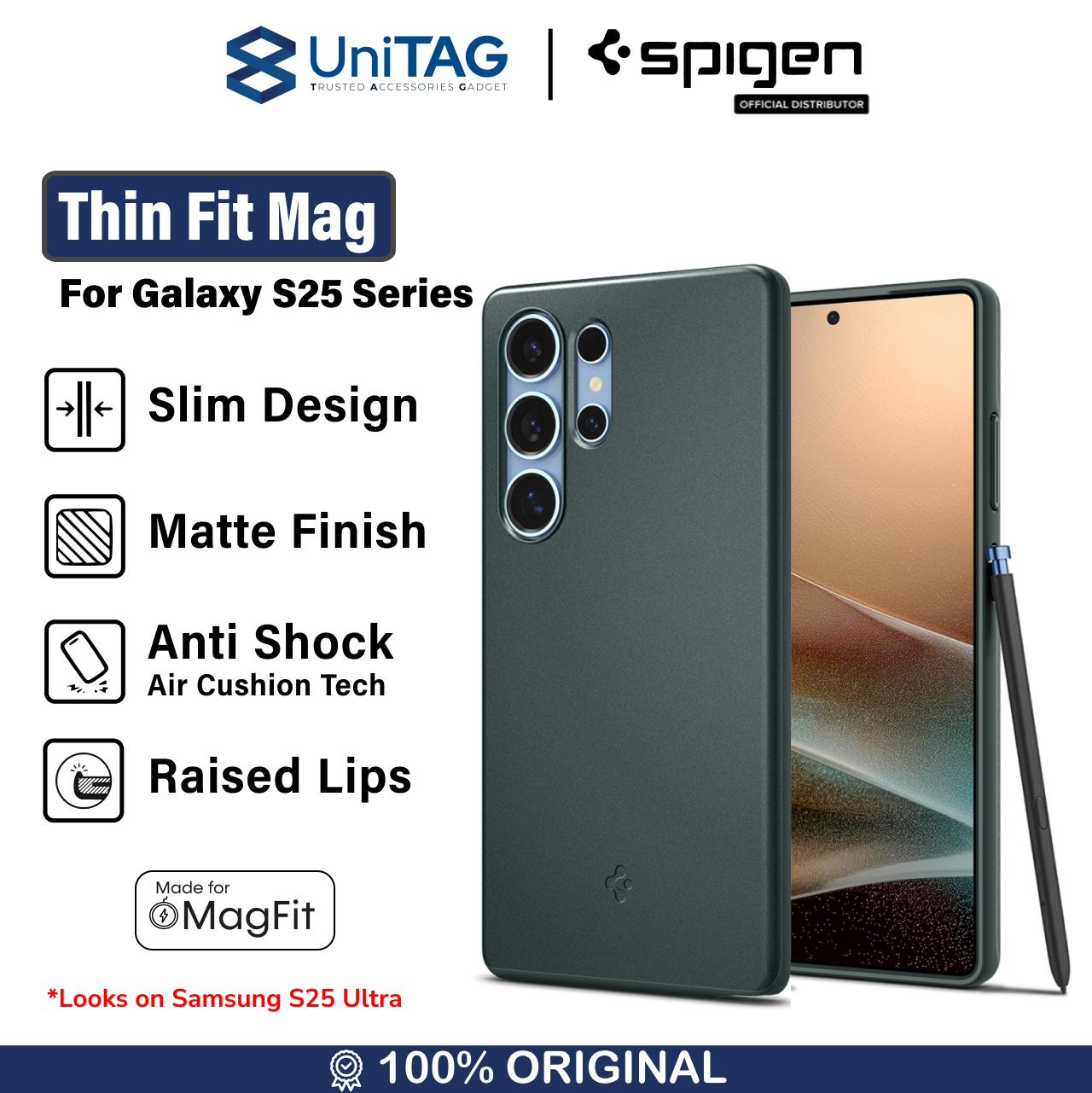 Spigen Galaxy S25 Ultra Case Magsafe Thin Fit MagFit - Abyss Green ACS08947