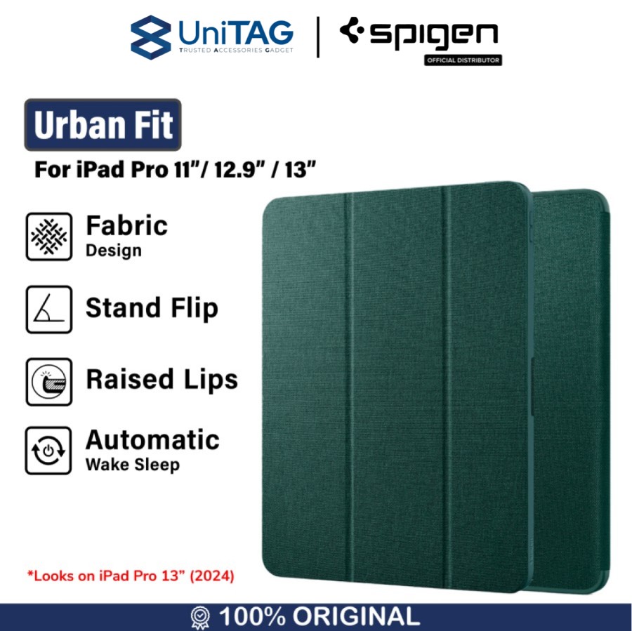 Spigen iPad Pro 11" (2022 / 2021 / 2020 / 2018) Case Flip Cover Urban Fit - Midnight Green ACS01056 (Offline SKU)