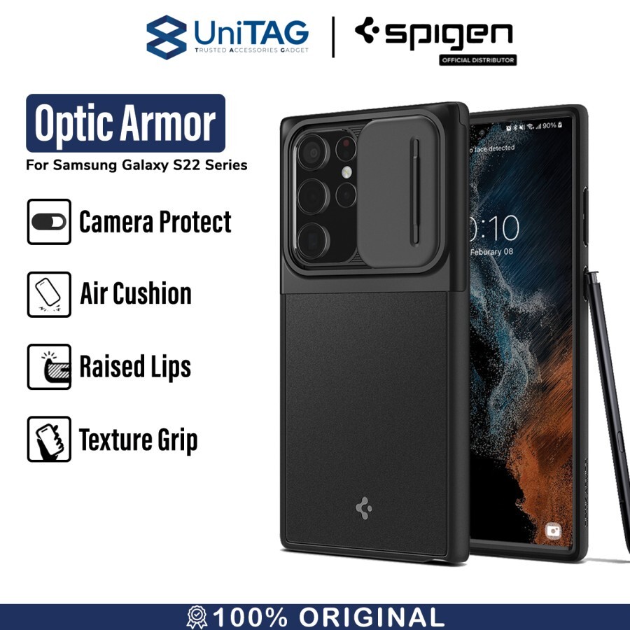 Case Samsung Galaxy S22 Ultra Plus 5G Spigen Optik Armor Camera Casing
