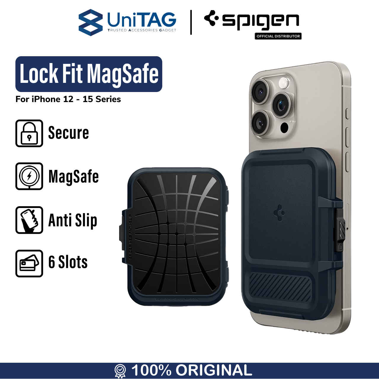 Spigen iPhone Lock Fit Wallet with Magsafe - Black AFA06031-1