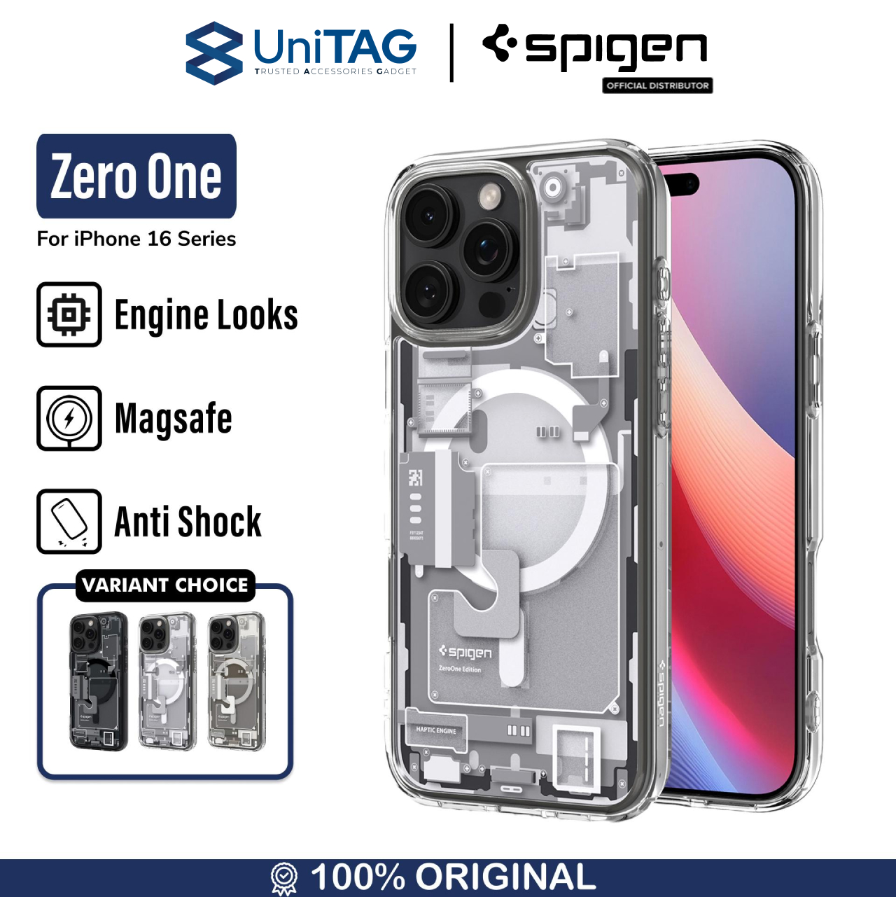 Spigen iPhone 16 Pro Case Magsafe Ultra Hybrid MagFit Zero One - White ACS08136