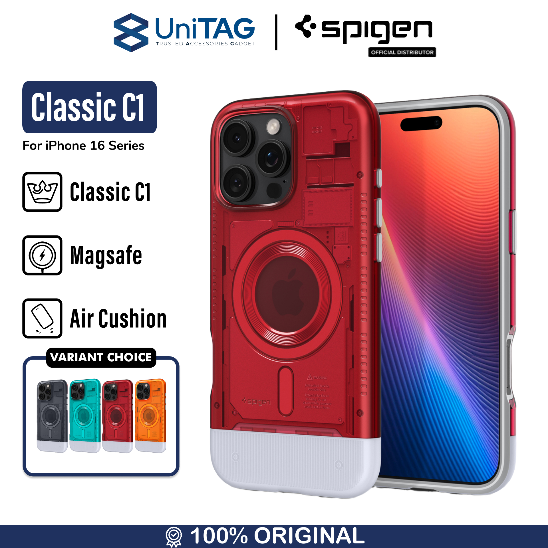 Spigen iPhone 16 Pro Case Magsafe Classic C1 MagFit - Ruby ACS08154