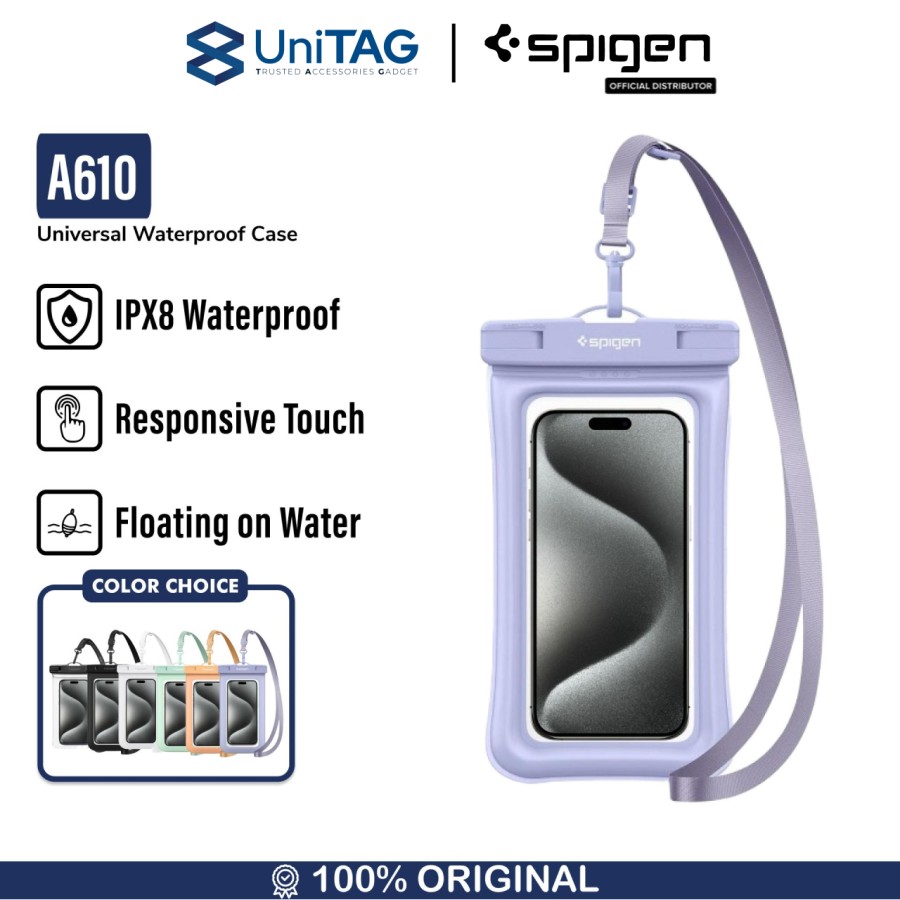 Spigen Waterproof Case Aqua Shield Universal Waterproof Floating Phone Case - Aqua Blue A610 ACS06009