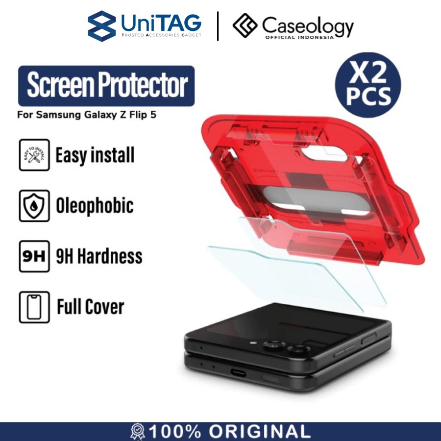Caseology Galaxy Z Flip 5 Tempered Glass with Tray 2 Pack Snap Fit - Transparency AGL06843