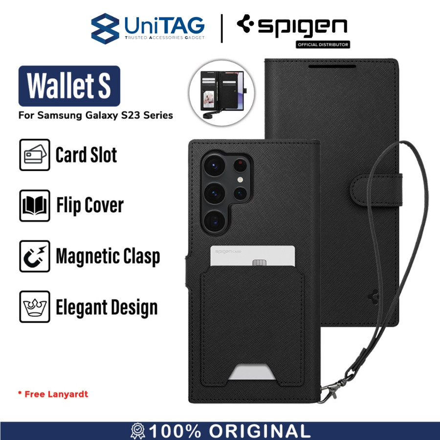 Case Samsung Galaxy S23 Ultra Plus Spigen Wallet S Flip Cover Card