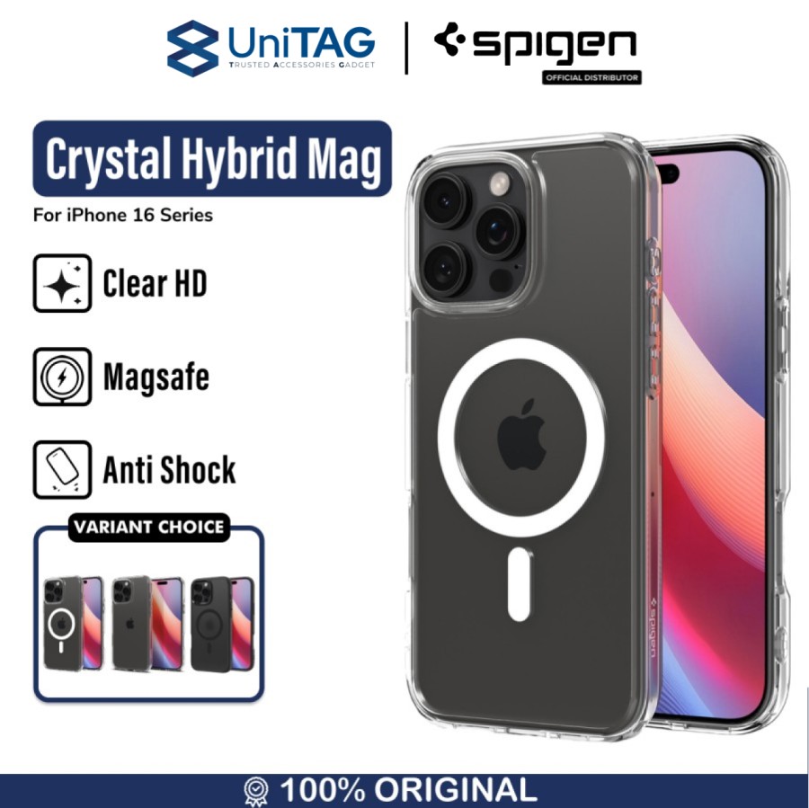Spigen iPhone 16 Case Magsafe Crystal Hybrid MagFit - White ACS08225 (Offline SKU)
