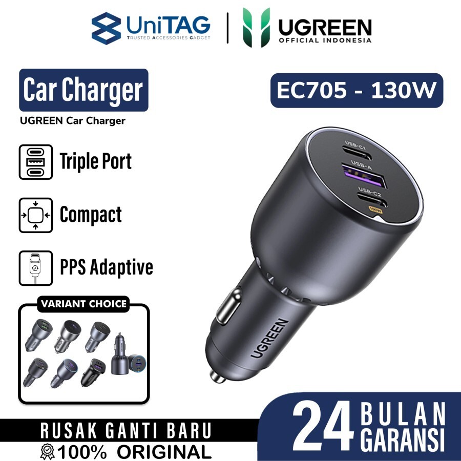 UGREEN Car Charger 130W 1A2C Fast Car Charger - Black EC705 35025
