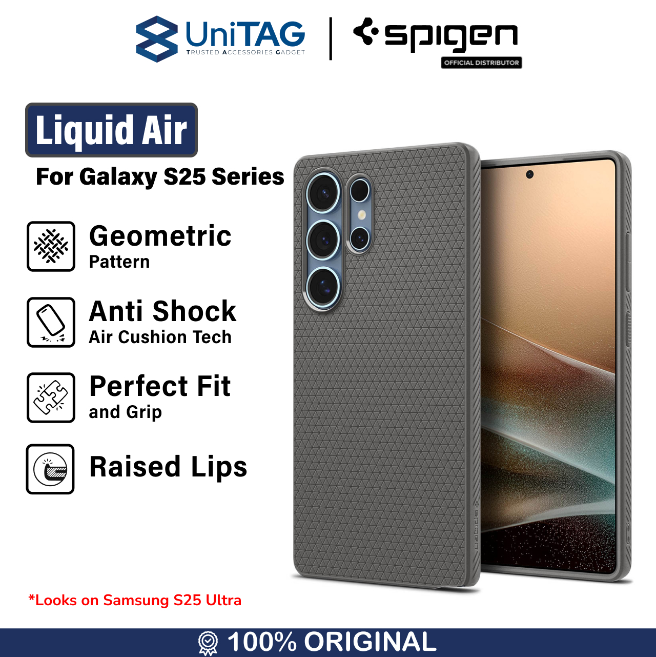 Spigen Galaxy S25 Plus Case Liquid Air - Marble Gray ACS08980