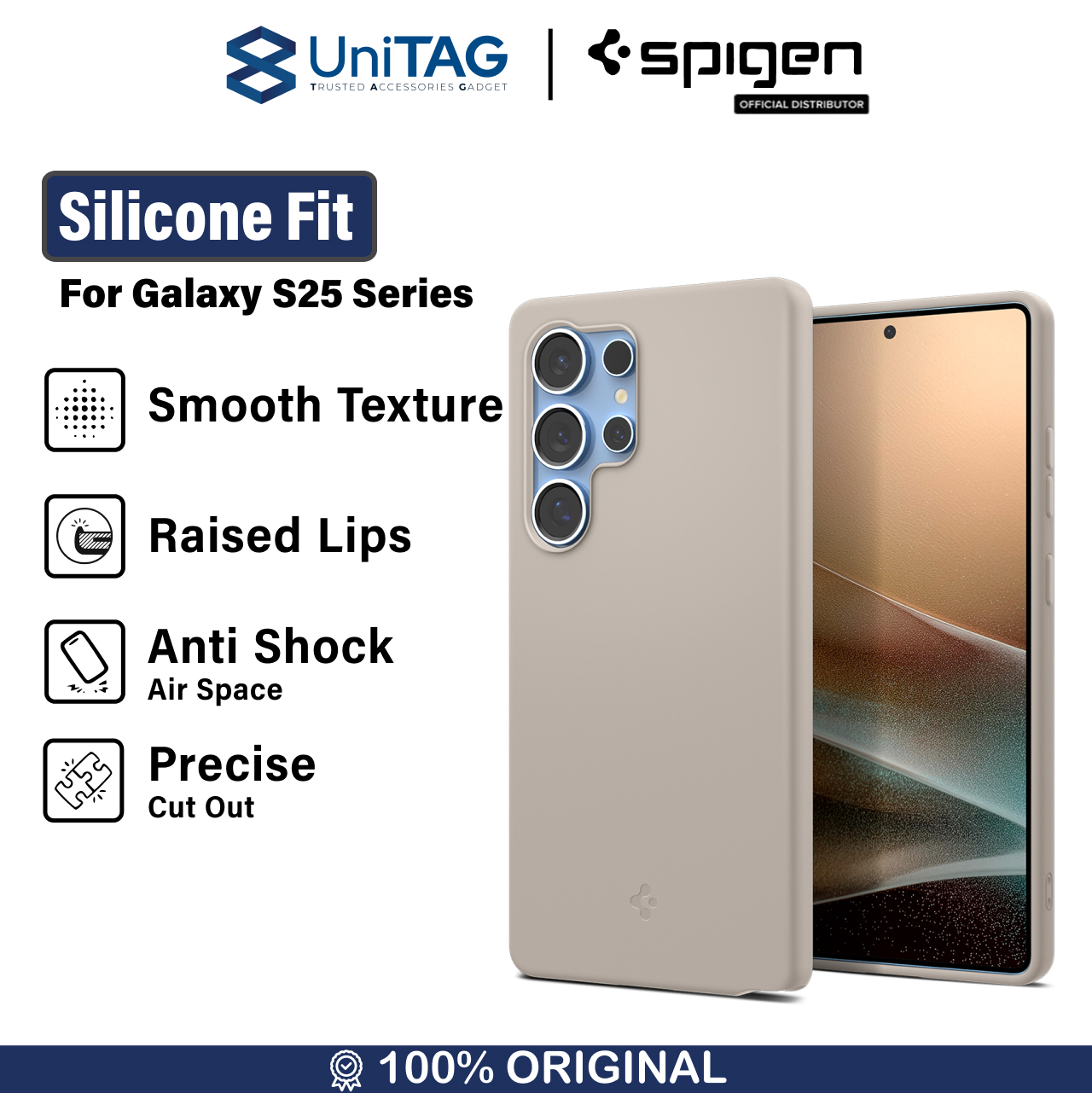 Case Samsung Galaxy S25 Ultra Plus Spigen Silicone Fit Magnetic MagFit Matte Anti Shock Crack Casing