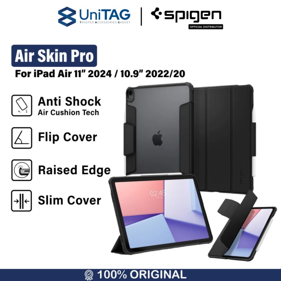 Spigen iPad Air 11" (2025 / 2024) / iPad Air 10.9" (2022/2020) Case Air Skin Folio OneTap - Gray ACS06515