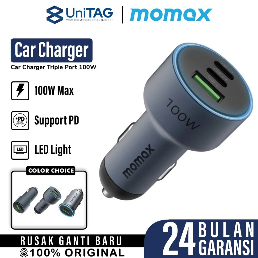 Momax Car Charger 100W 1A 2C MoVe - Space Grey UC17E