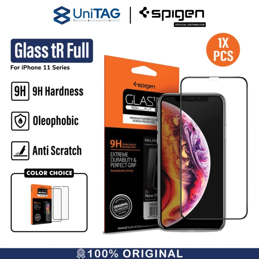 Spigen iPhone 11 Pro / XS / X Tempered Glass Full Cover 1 Pack GlastR Slim - Black 063GL25234