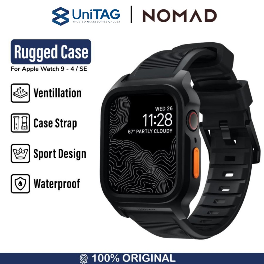 Nomad Apple Watch 45mm / 44mm Case Strap Rugged Case - Black NM01337485