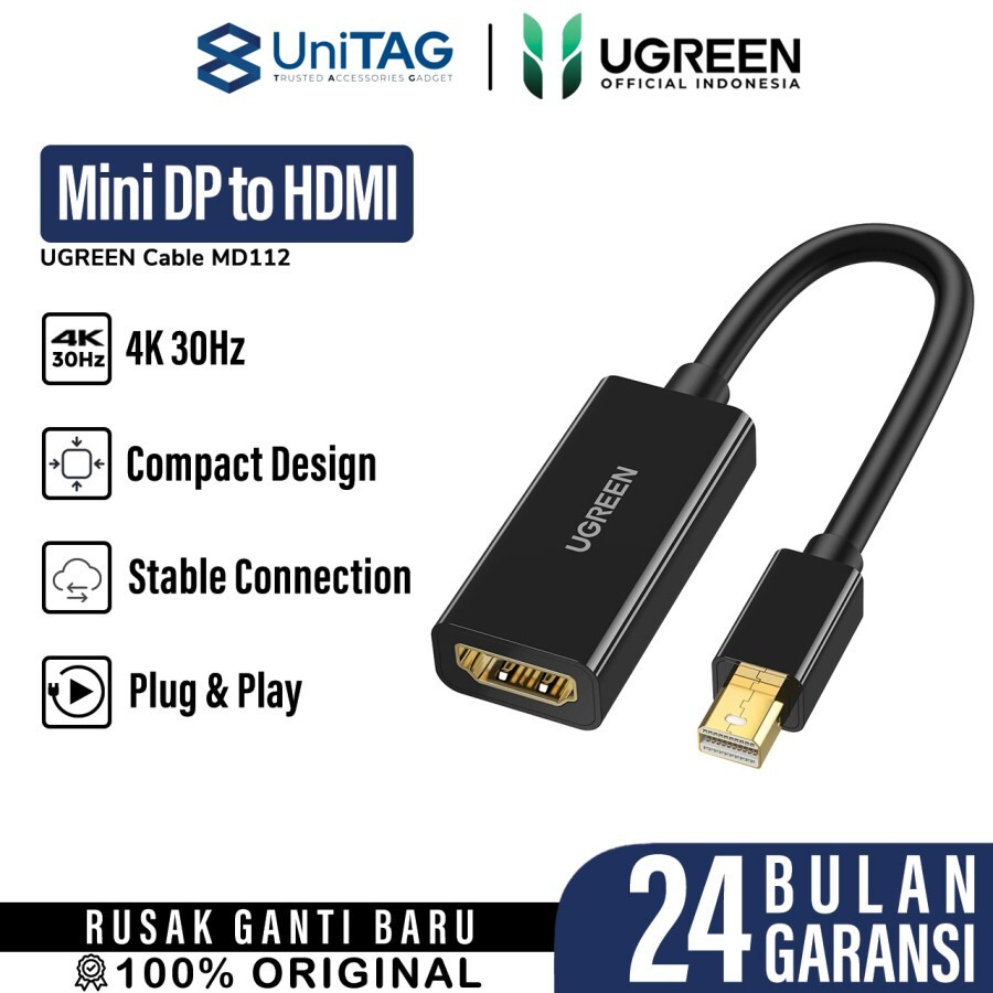 UGREEN Converter Display Mini Display Port (Male) to HDMI (Female) 4K 25cm - Black MD112 40360