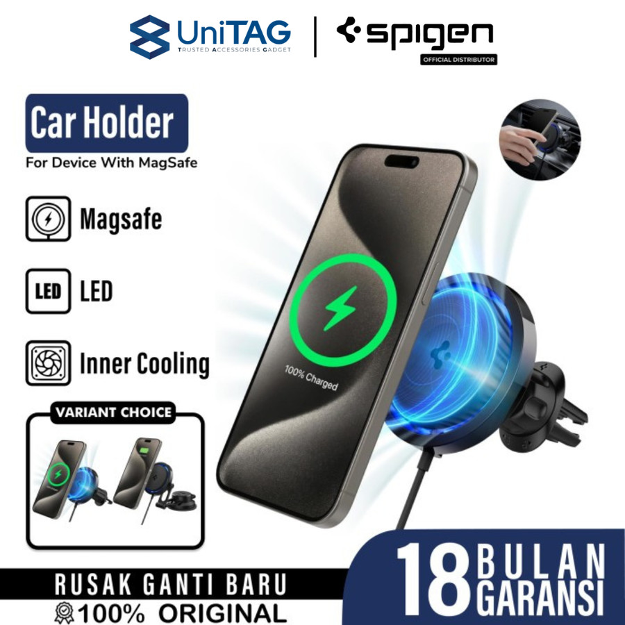 Spigen Car Holder Wireless Charger Magsafe Air Vent OneTap Pro 3 Cryomax - Black ITS12WC ACP07082
