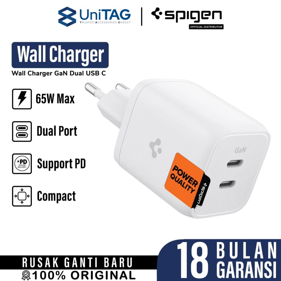 Spigen Wall Charger 65W 2C GaN ArcStation Pro - White ACH03720