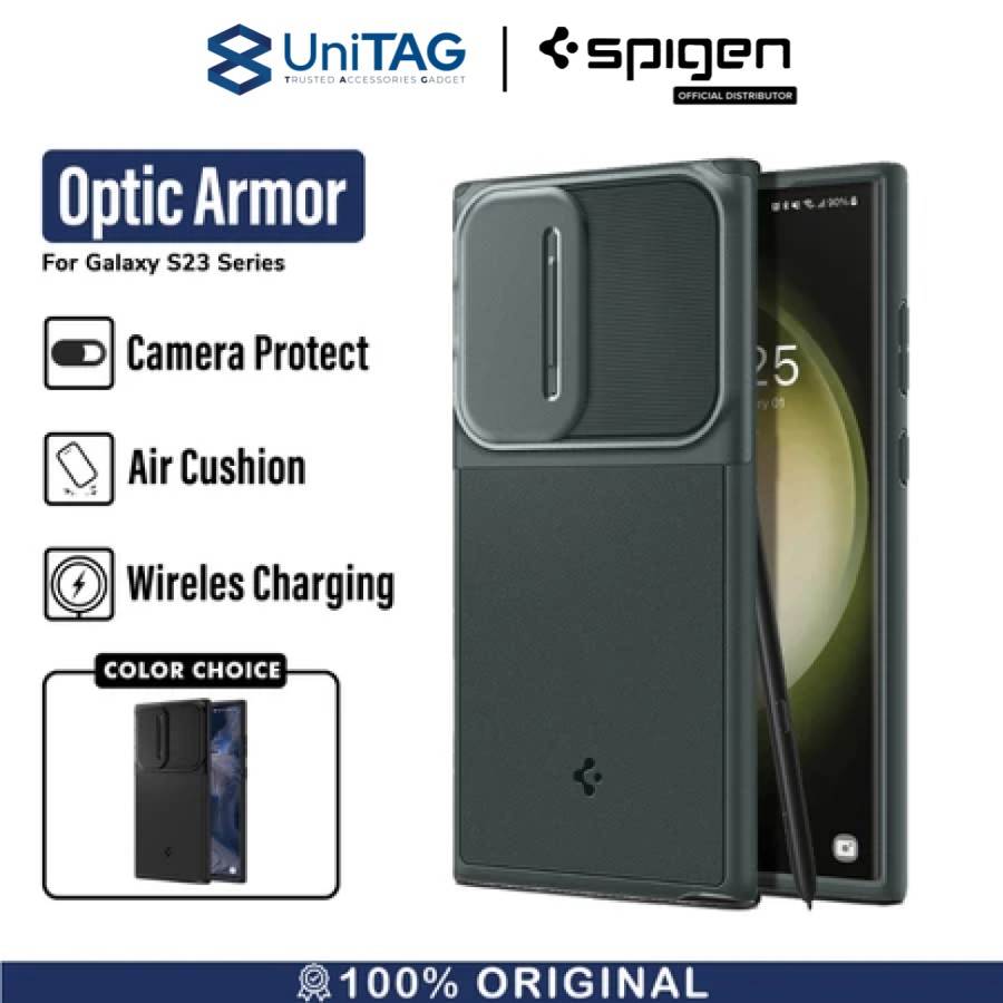 Spigen Galaxy S23 Ultra Case Camera Cover Optik Armor - Abyss Green ACS06081