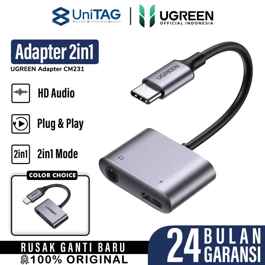 UGREEN Adapter Audio USB C to 1C / Jack 3.5mm - Gray CM231 60164