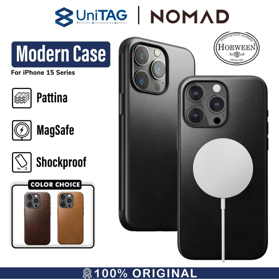 Nomad iPhone 15 Pro Max Case Magsafe Modern Horween Leather Case - Black NM01617785