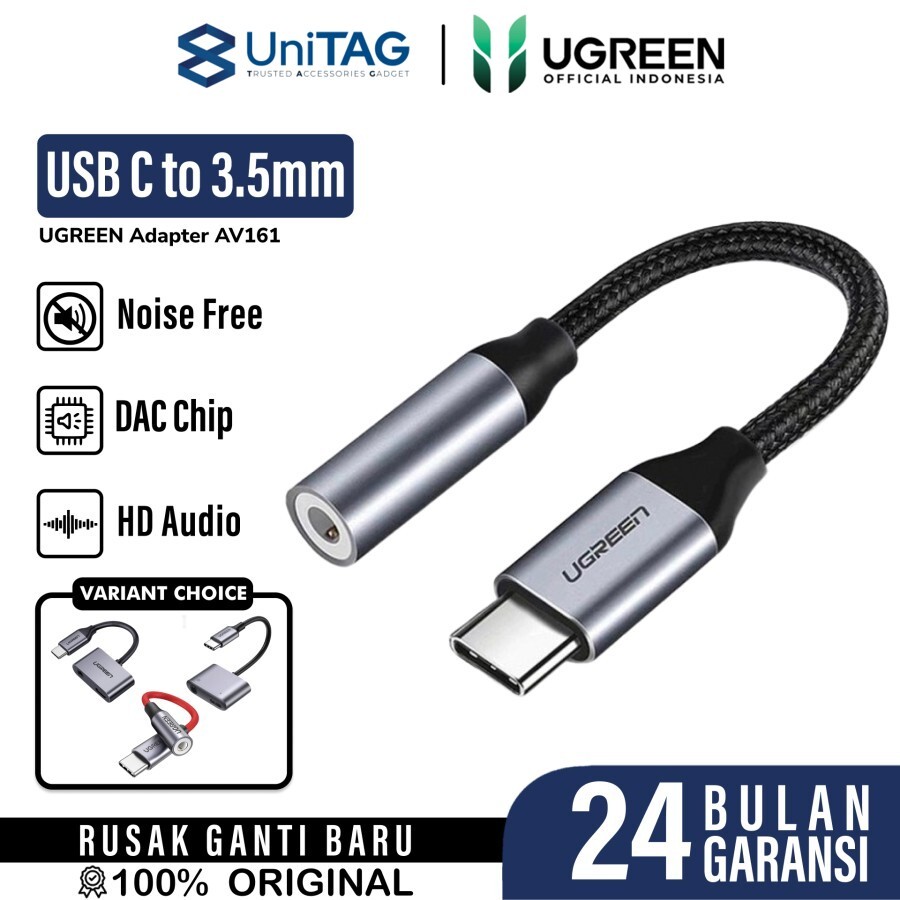 UGREEN Adapter Audio USB C to Jack 3.5mm (DAC) 10cm - Space Gray AV161 80154