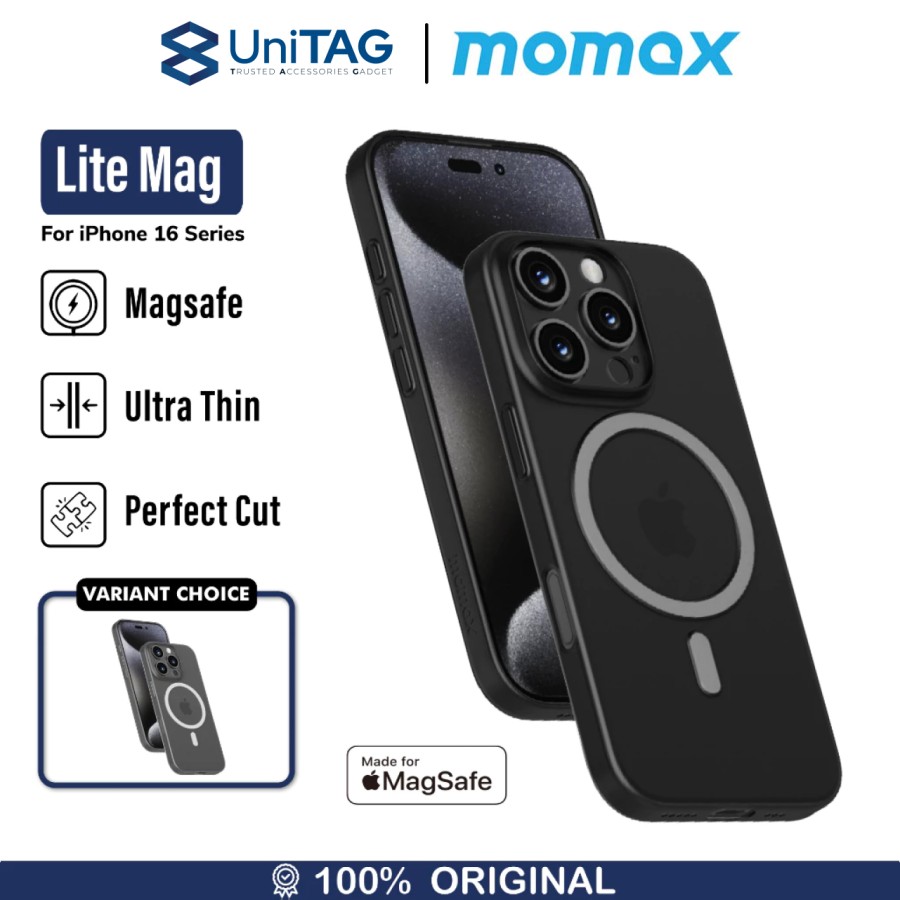 Momax iPhone 16 Plus Case Magsafe CaseForm Lite Magnetic - Transparent Black MTAP24LD