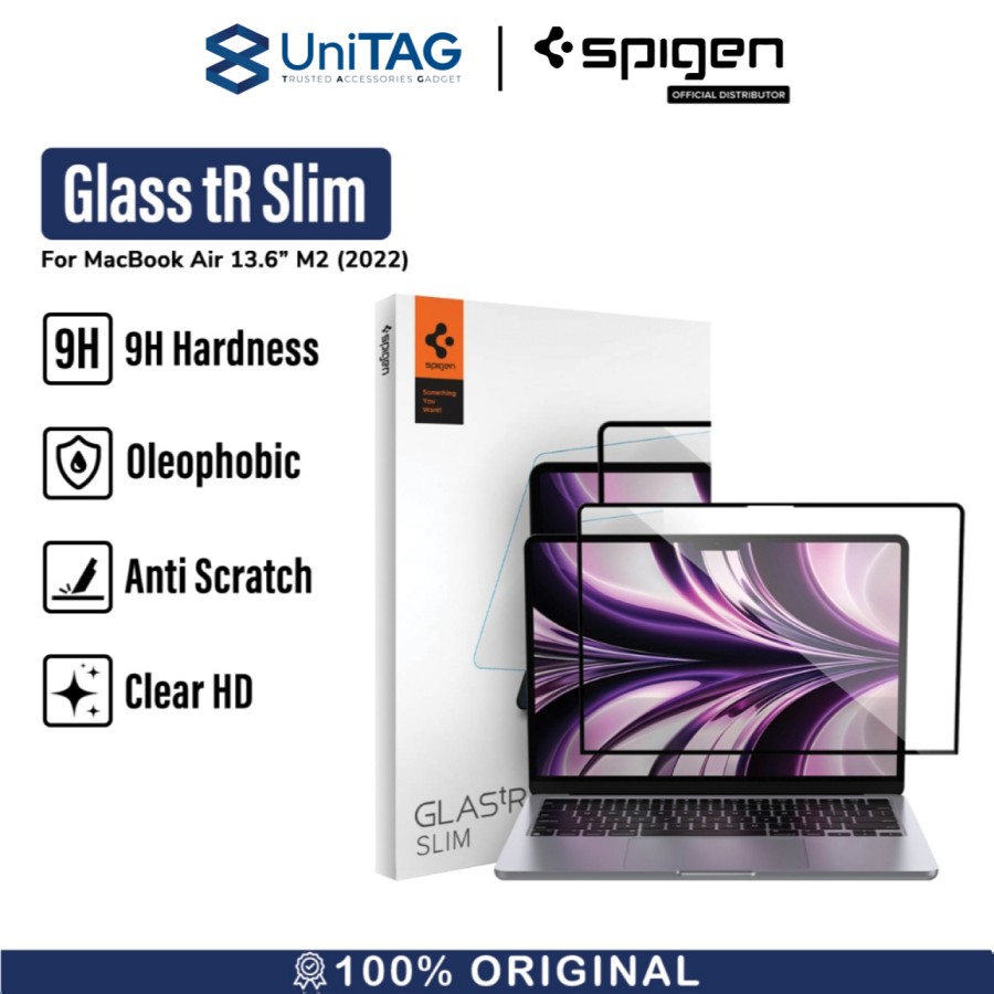 Spigen MacBook Air 13.6" M2 (2022) Tempered Glass 1 Pack GlastR Slim 1Pack - AGL05504