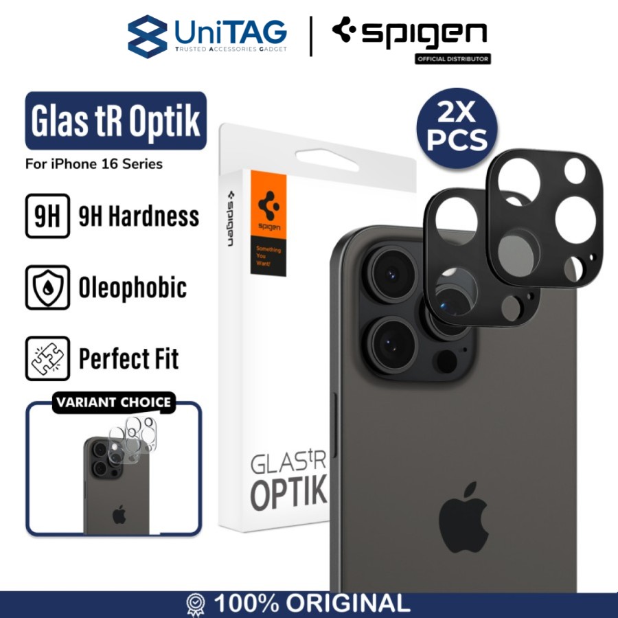 Spigen iPhone 16 Pro / 16 Pro Max / 15 Pro / 15 Pro Max / 14 Pro / 14 Pro Max Camera Lens Protector 2 Pack GlastR Optik - Black AGL05273