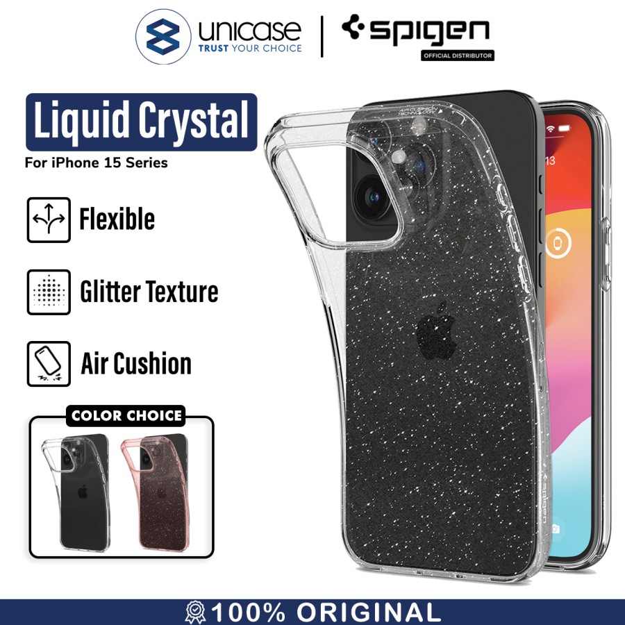 Spigen iPhone 15 Case Liquid Crystal Glitter - Crystal Quartz ACS06788