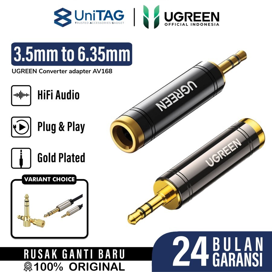 UGREEN Audio Cable Jack 3.5mm Male to Jack 6.5mm Female - Black AV168 60711