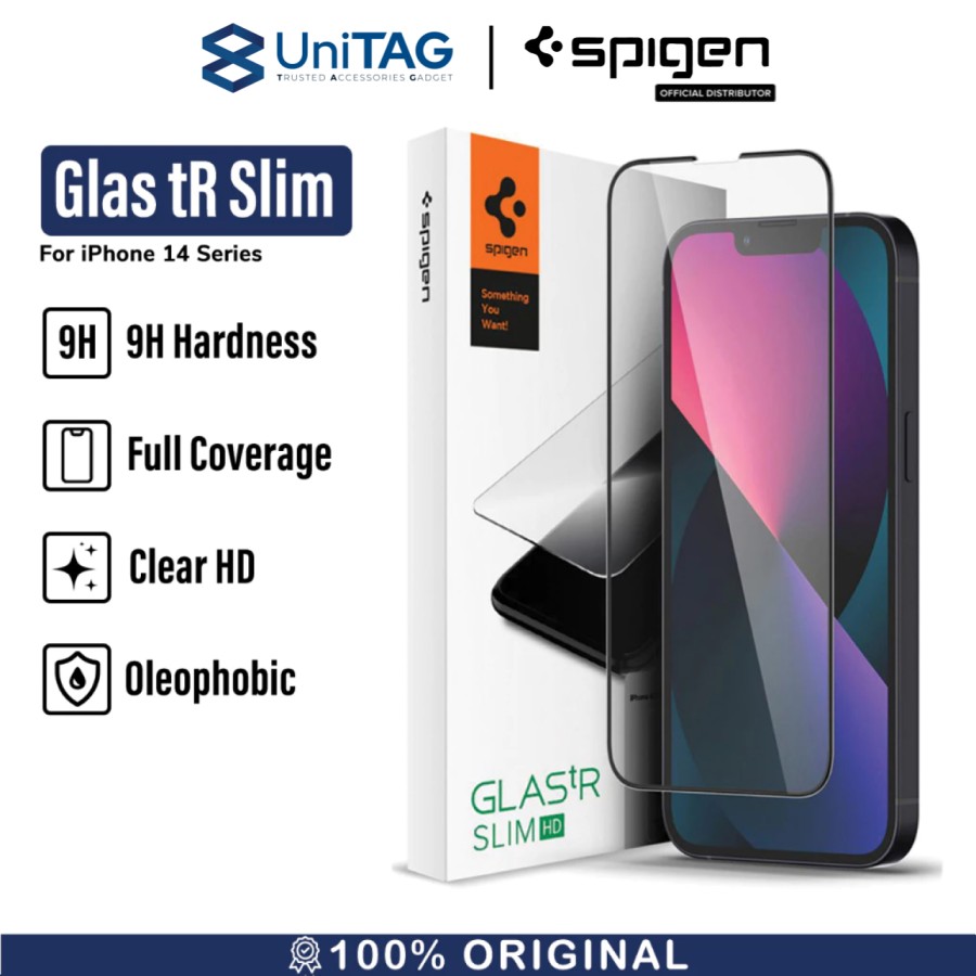 Spigen iPhone 16e / 14 / 13 / 13 Pro Tempered Glass 1 Pack GlastR Slim Full Cover - Black AGL03392