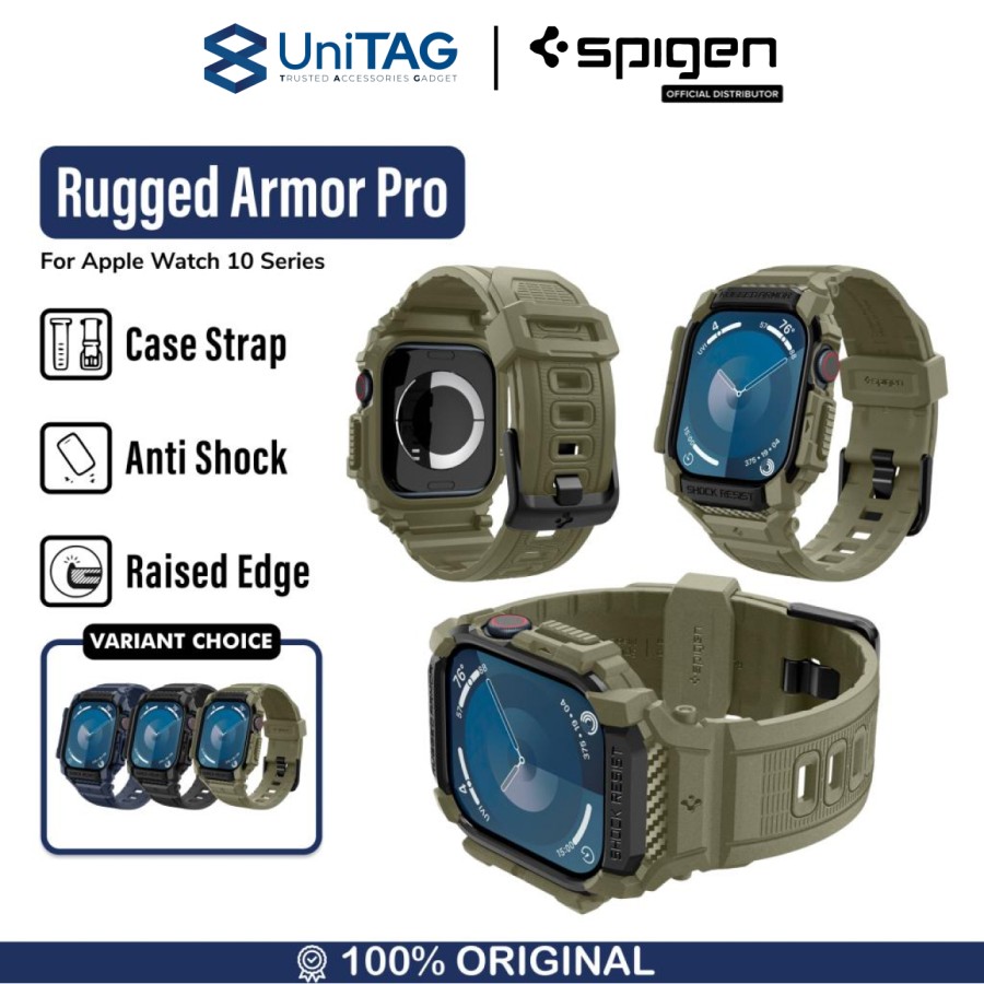 Spigen Apple Watch 10 (46mm) Case Strap Rugged Armor Pro - Vintage Khaki ACS08608