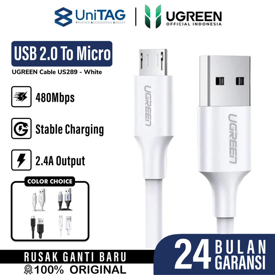 UGREEN Kabel Charger USB Micro - USB A 2.4A 1m - White US289 60141