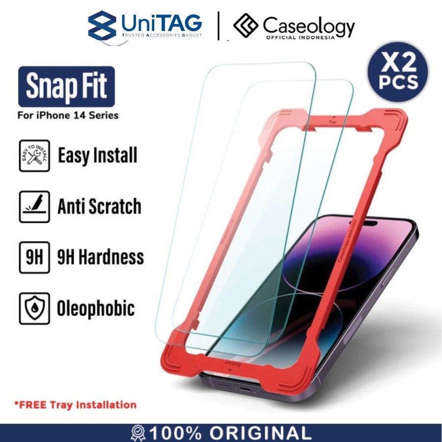 Caseology iPhone 14 Pro Max Tempered Glass with Tray 2 Pack Snap Fit - Transparency AGL05212